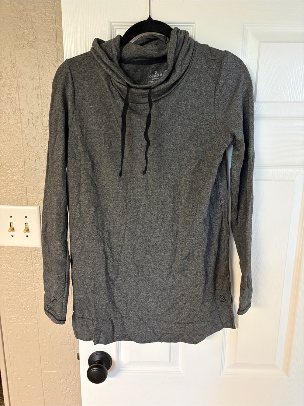 Cuddl Duds Heather Charcoal Gray Cowl Neck Hoodie